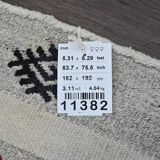 Vintage Turkish Kilim Rug 162x192 cm, Grey Stripes and Colorful Patterns