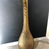 Carafe empolie en verre jaune avec bouchon