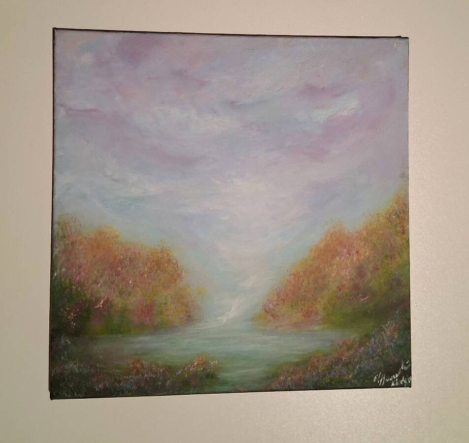 Half-abstract, half-impressionist tableau, original signed with its certificate.