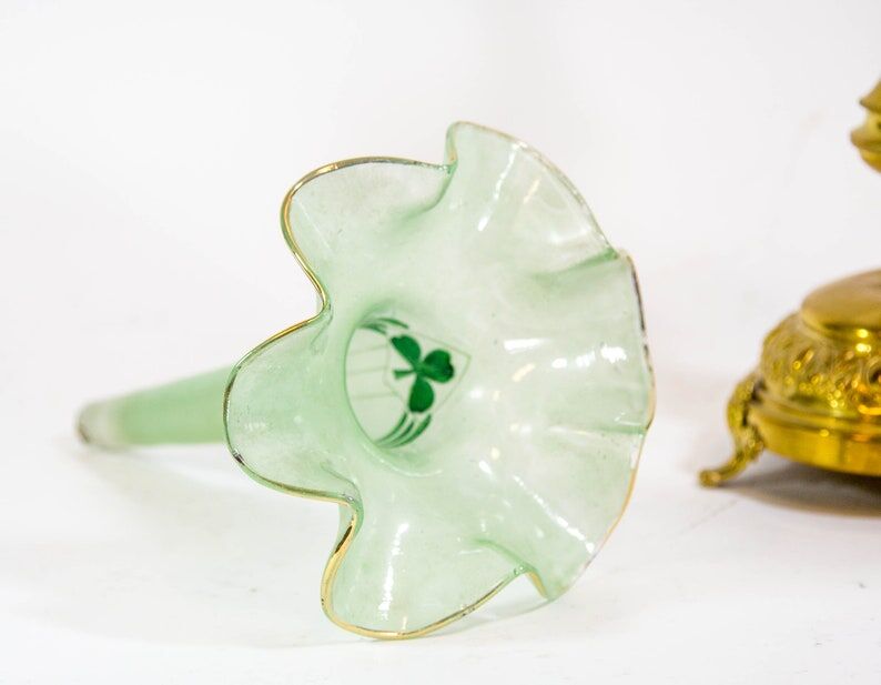 Art nouveau table vase in brass and opaline glass