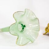 Art nouveau table vase in brass and opaline glass