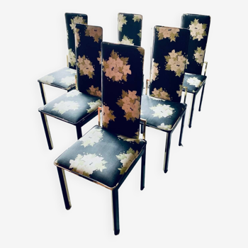 6 Italian chairs 1970 in the style of Willy Rizzo
