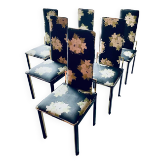 6 Italian chairs 1970 in the style of Willy Rizzo