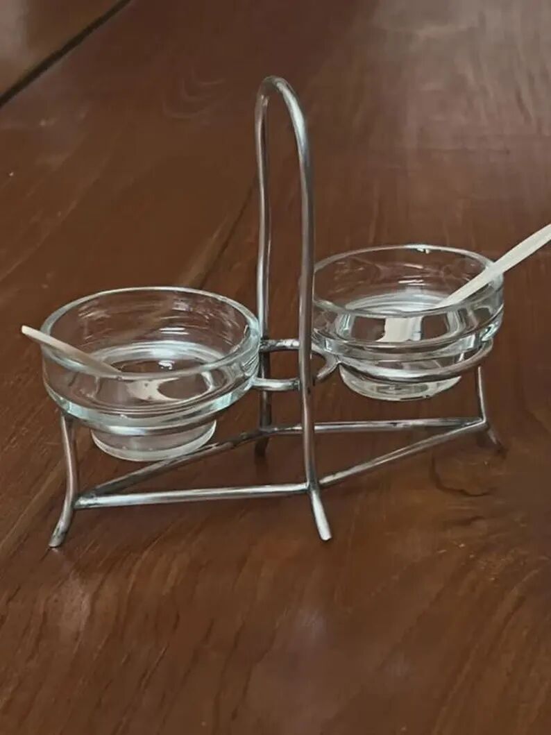 Antique condiment server – Salt / Pepper in silver-plated metal