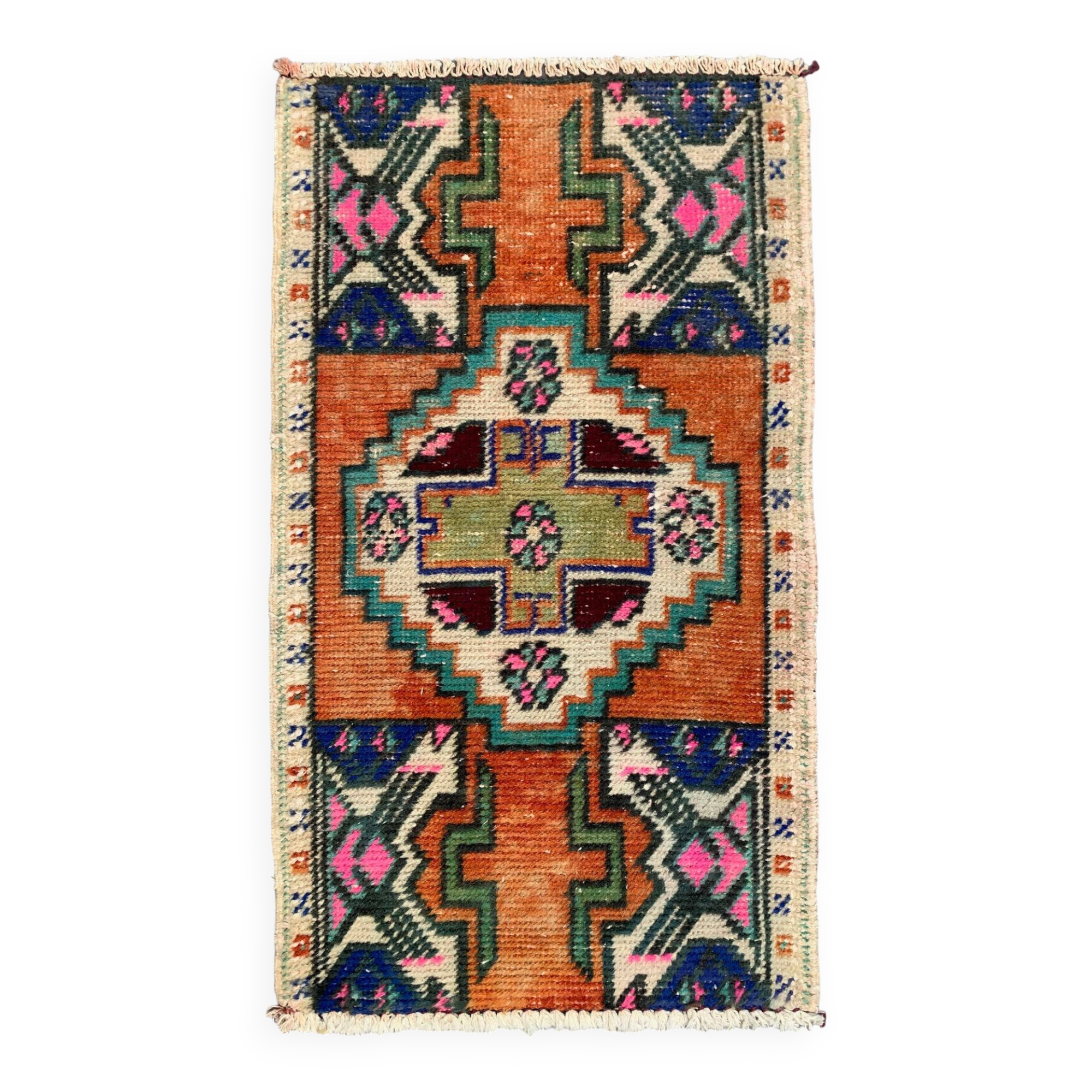 Small Vintage Turkish Rug 81x46 cm, Short Runner, Tribal, Shabby, Mini Carpet