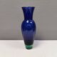 Holmegaard Harlequin Glass vase in blue with thick green base. Designed by Anja Kjær in 1994.