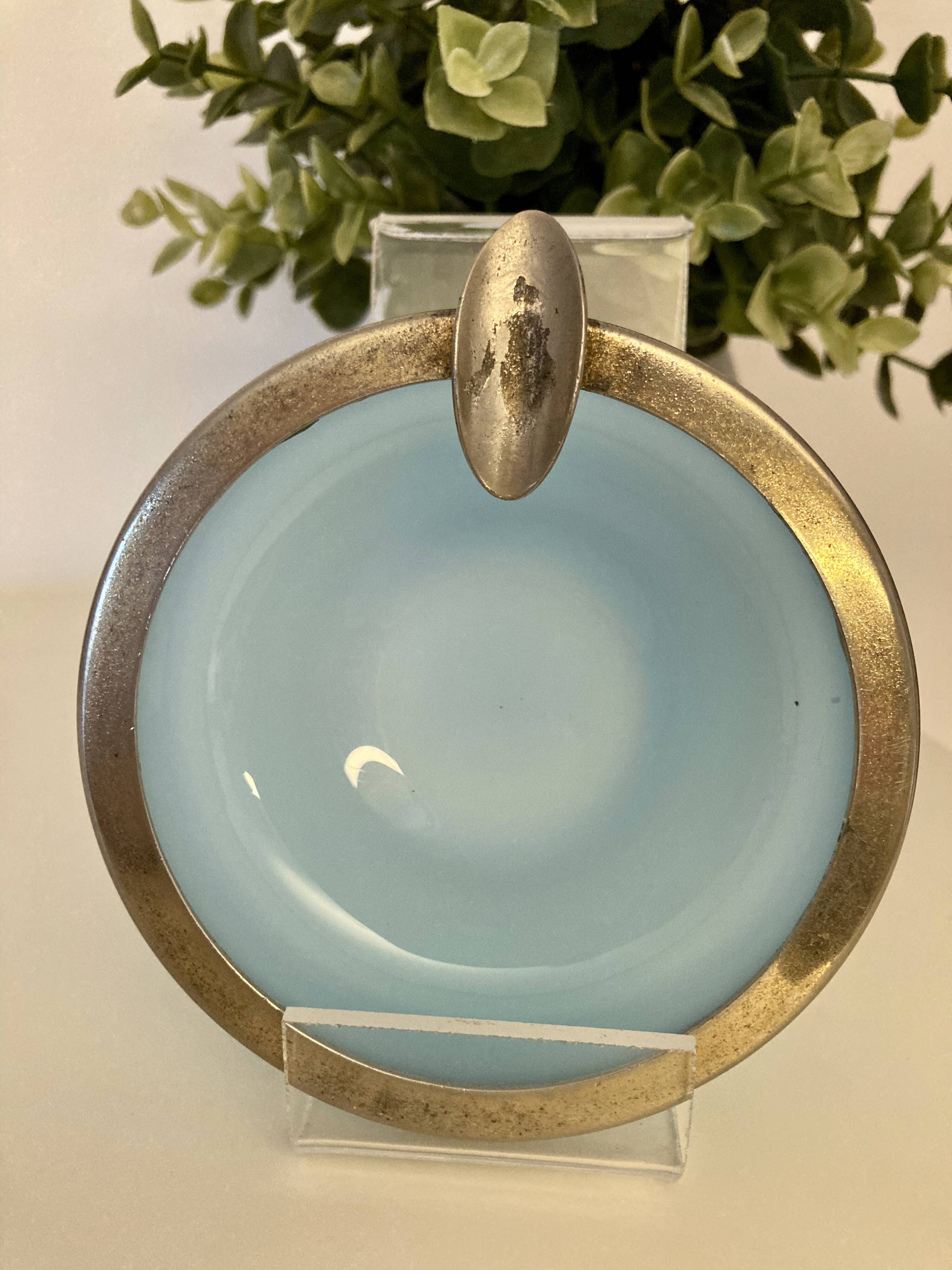 Blue opaline ashtray