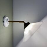 Vintage white opaline lampshade wall lamp