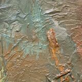 Oil on canvas abstract art, framed.