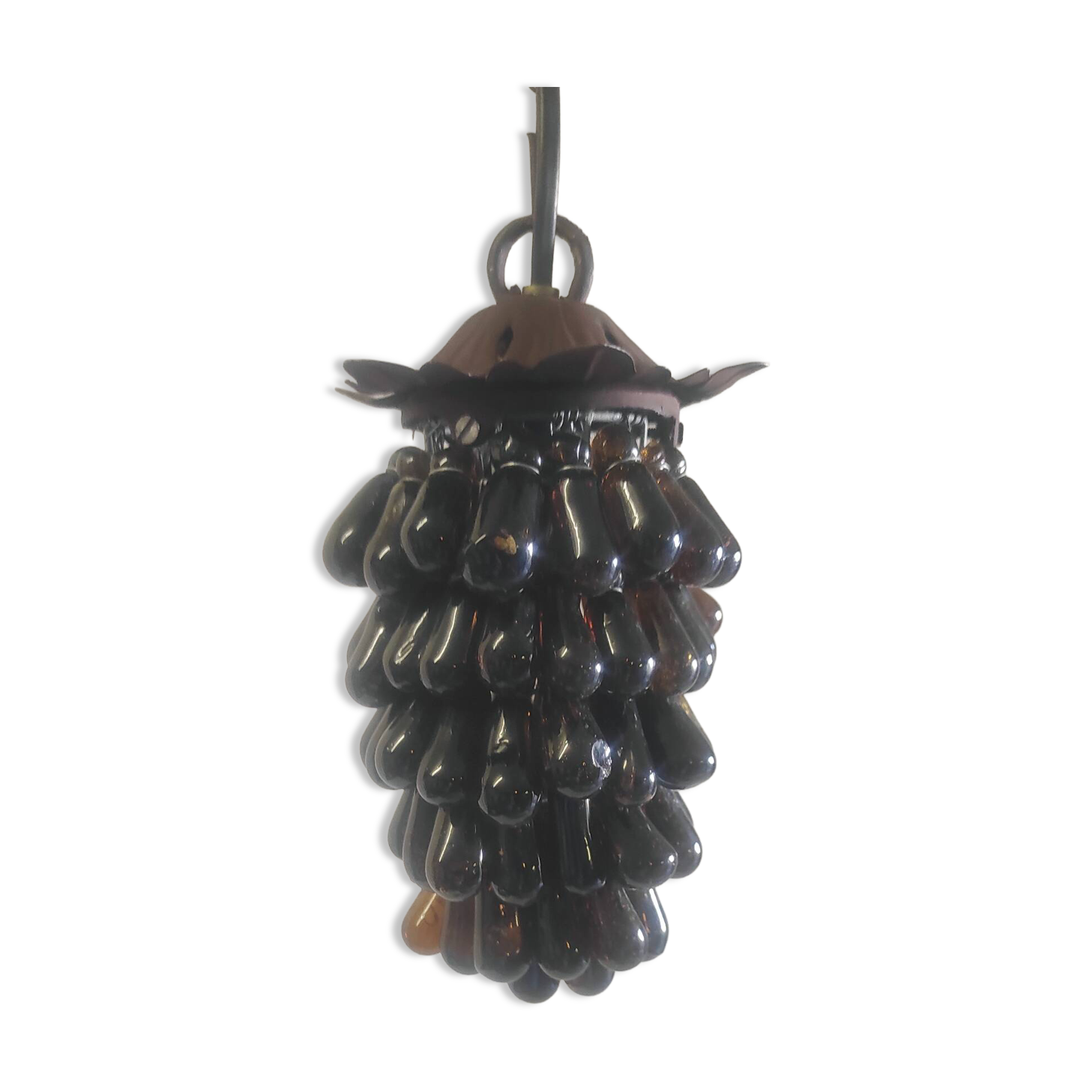 Amber Murano glass cluster pendant - mid 20th century