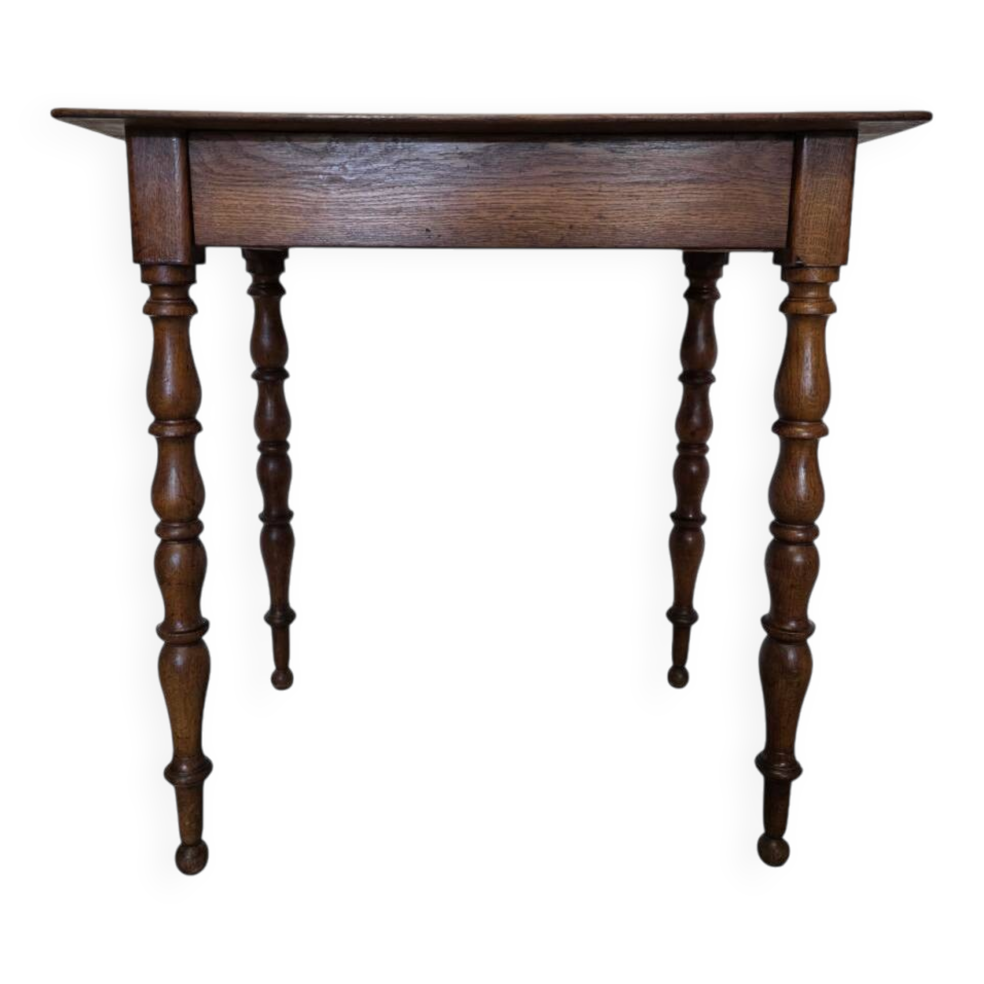 Table ancienne en chêne français avec tiroir, seconde moitié des années 1800