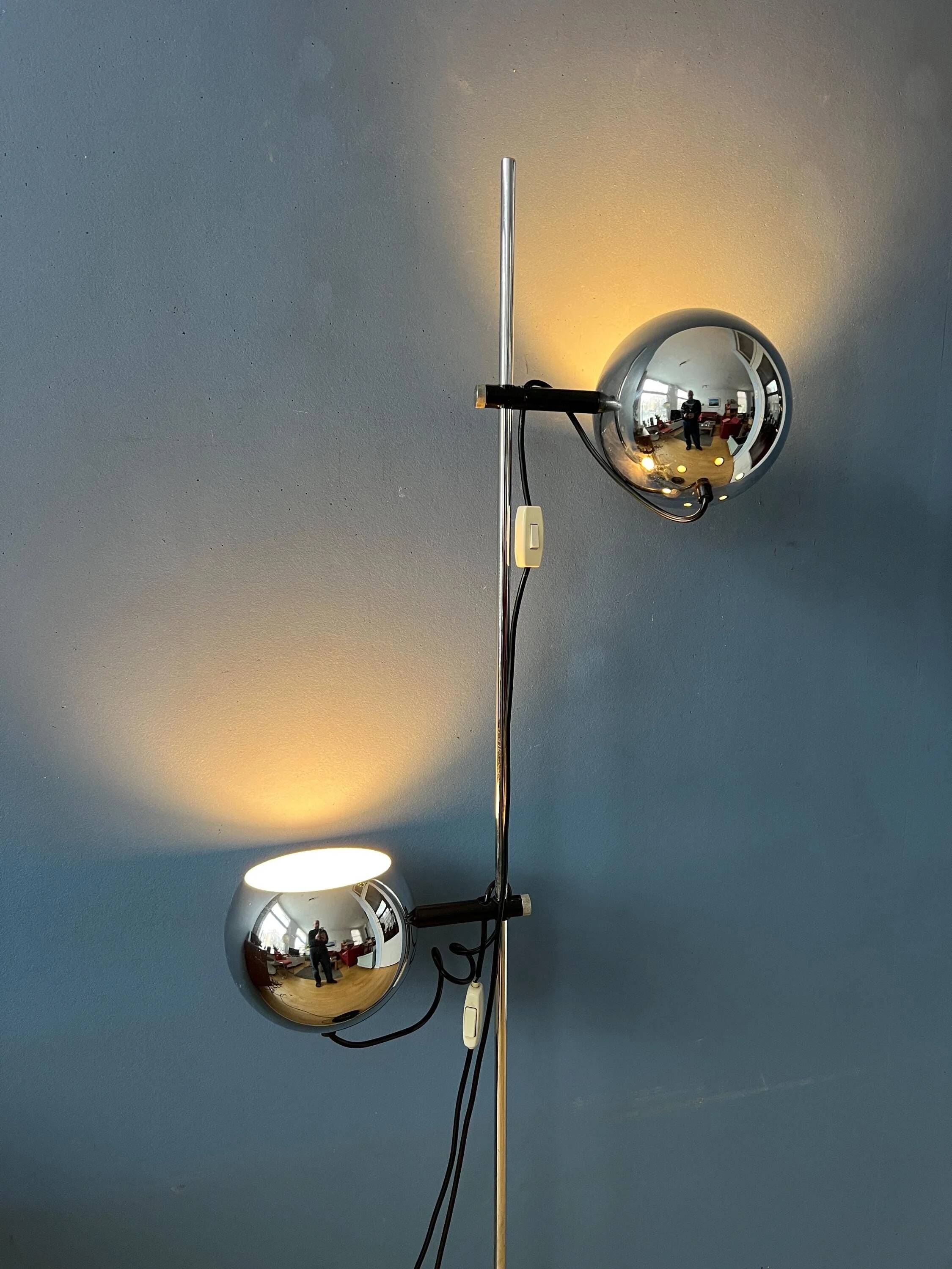 Chrome ball floor lamp Herda Mid-Century 1970s