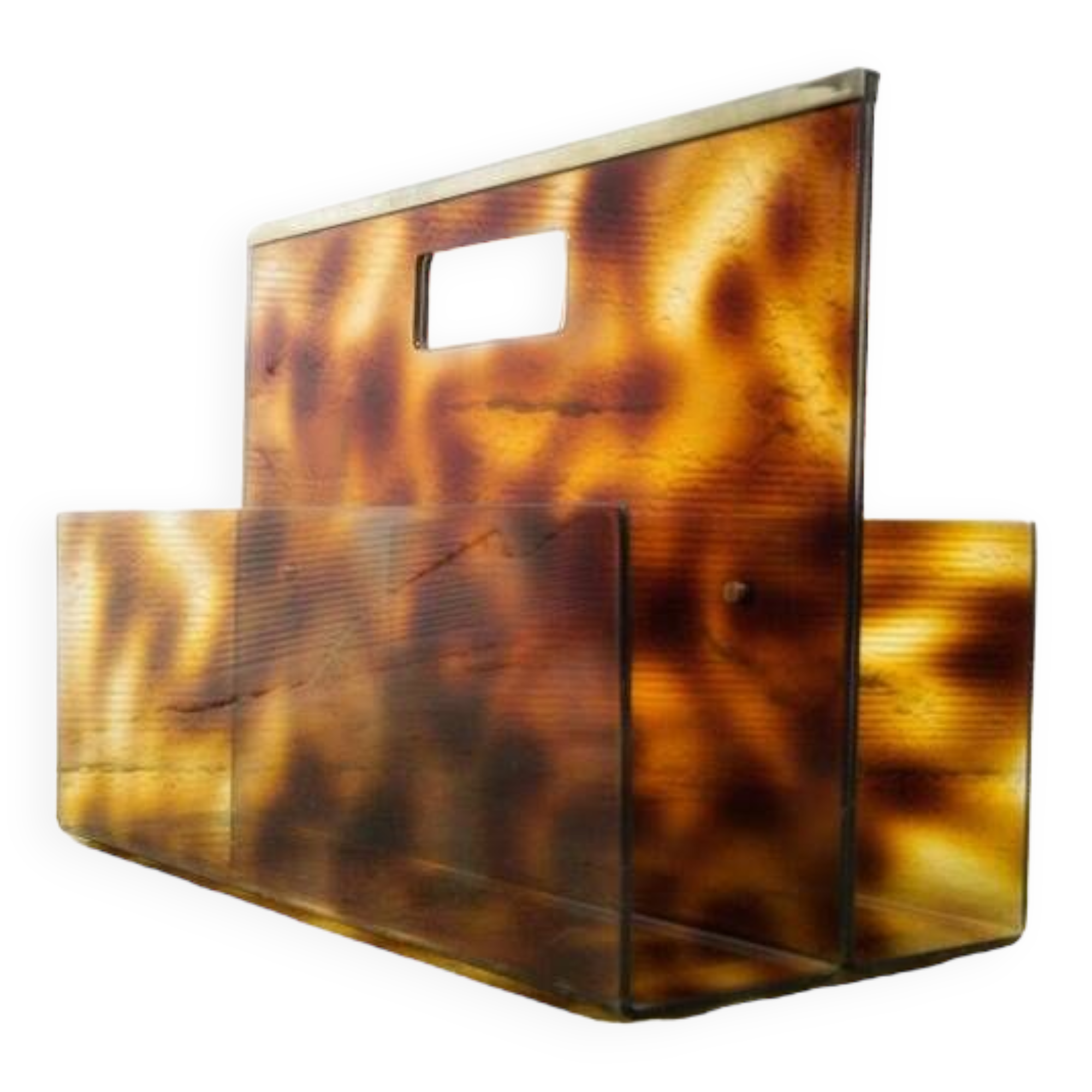 Vintage magazine rack in plexiglass and brass