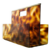 Porte-revues vintage en plexiglas et laiton