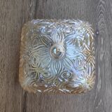 Amber ceiling light in thick glass