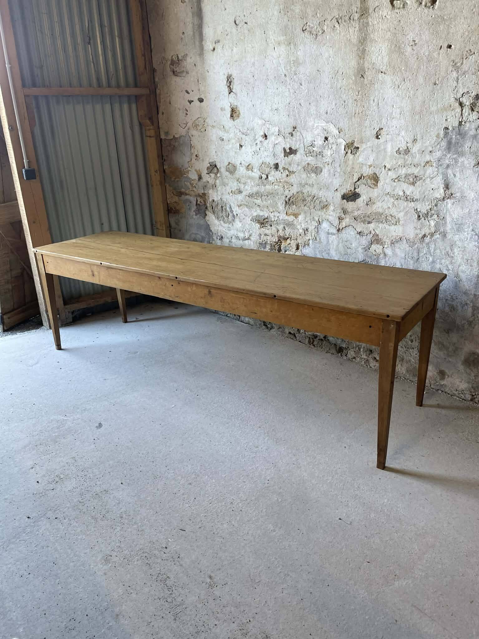 Large antique wooden table with turned legs – 250 cm