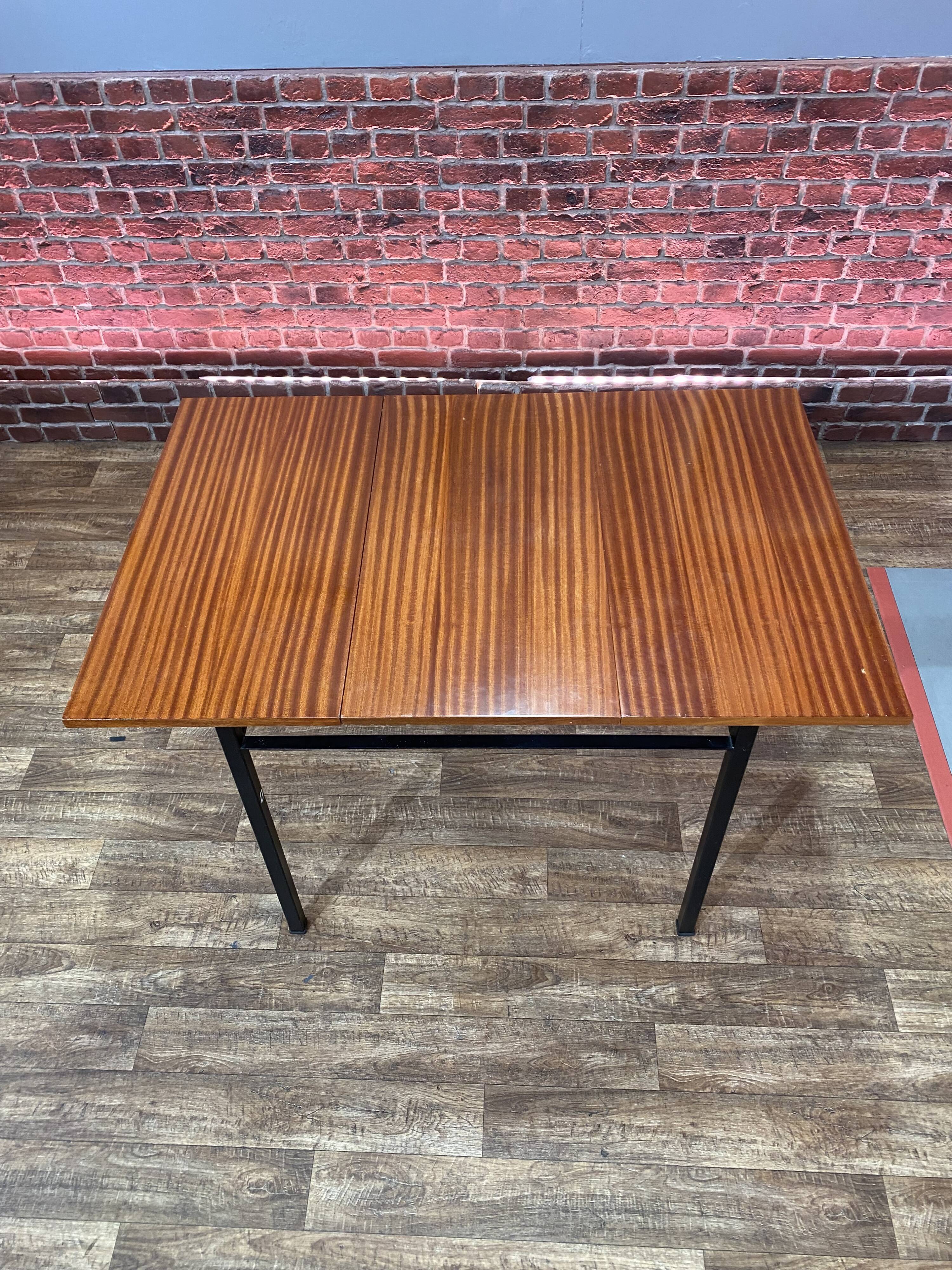 Mahogany veneer dining table by Marcel Gascoin 1960 for Alveole