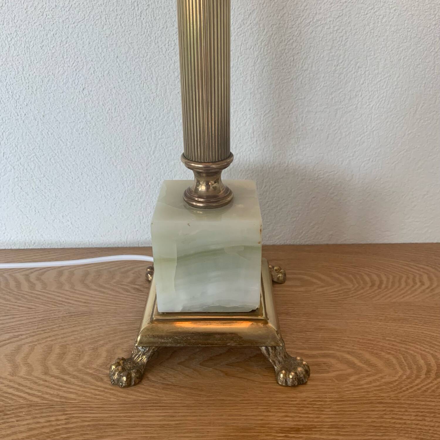 Large Art Deco column lamp metal Onyx frost glass