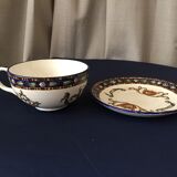 Tasse a the cup with its earthenware sub-cup of gien renaissance model