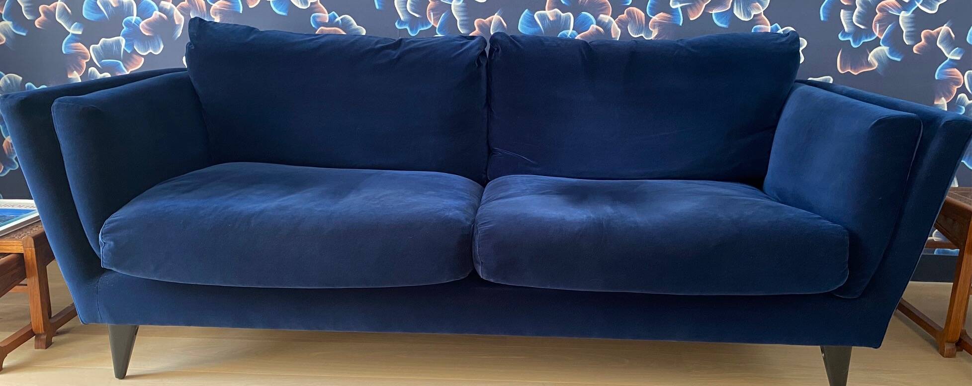 SITS Nova 3-seater canapé in Dedar blue velvet – very good condition.