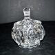 Thick moulded crystal sugar bowl with a beaded and medallion design.