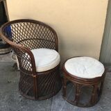 Ottoman wicker and rattan Roche Bobois