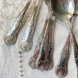 10 Vintage Rocaille Style Metal Soup Spoons