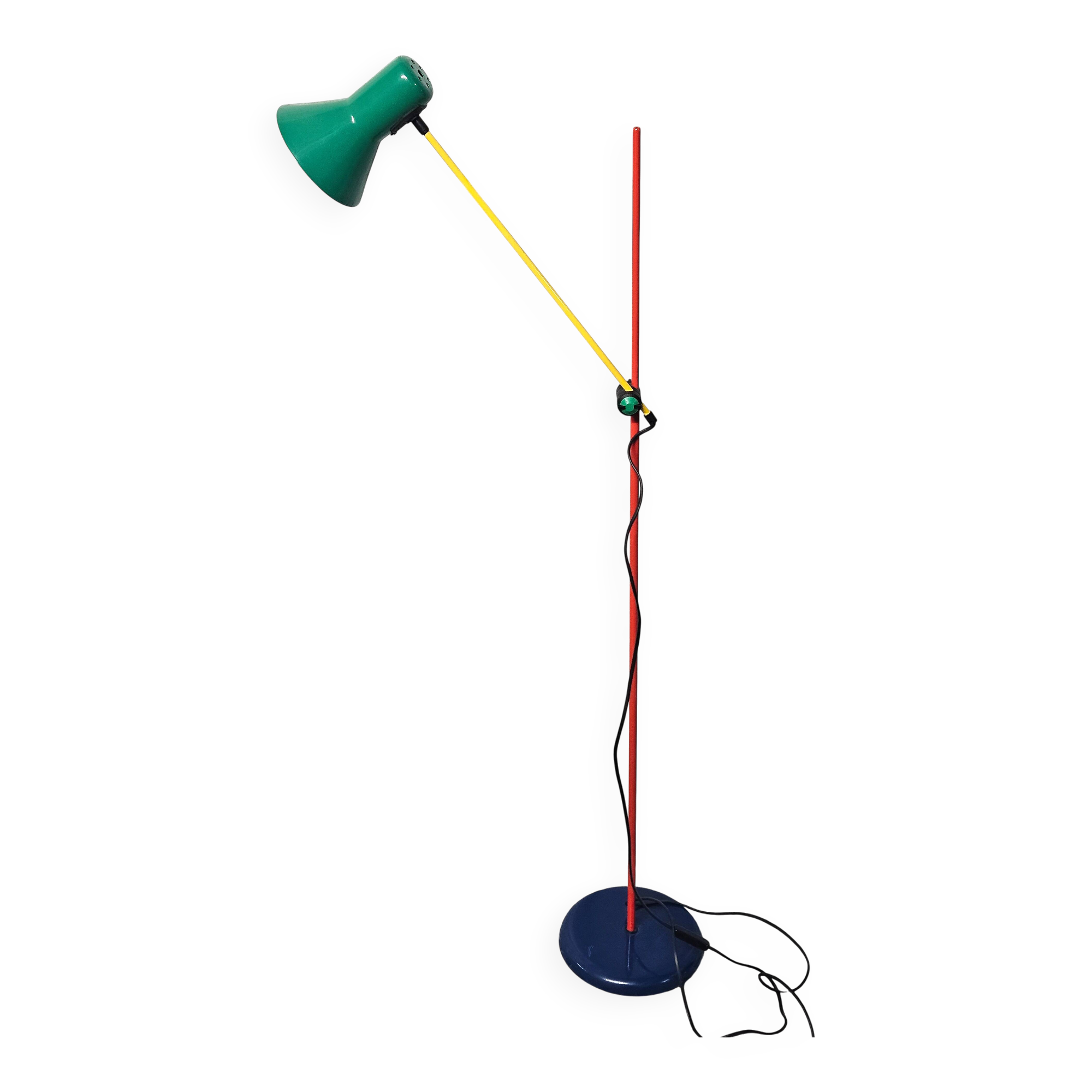Veneta Lumi vintage floor lamp – colourful Italian design, adjustable arm.