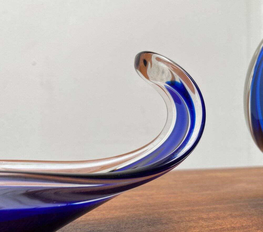 Vintage vase and bowl in art glass from Bayel, France, 1970s, set of 2.