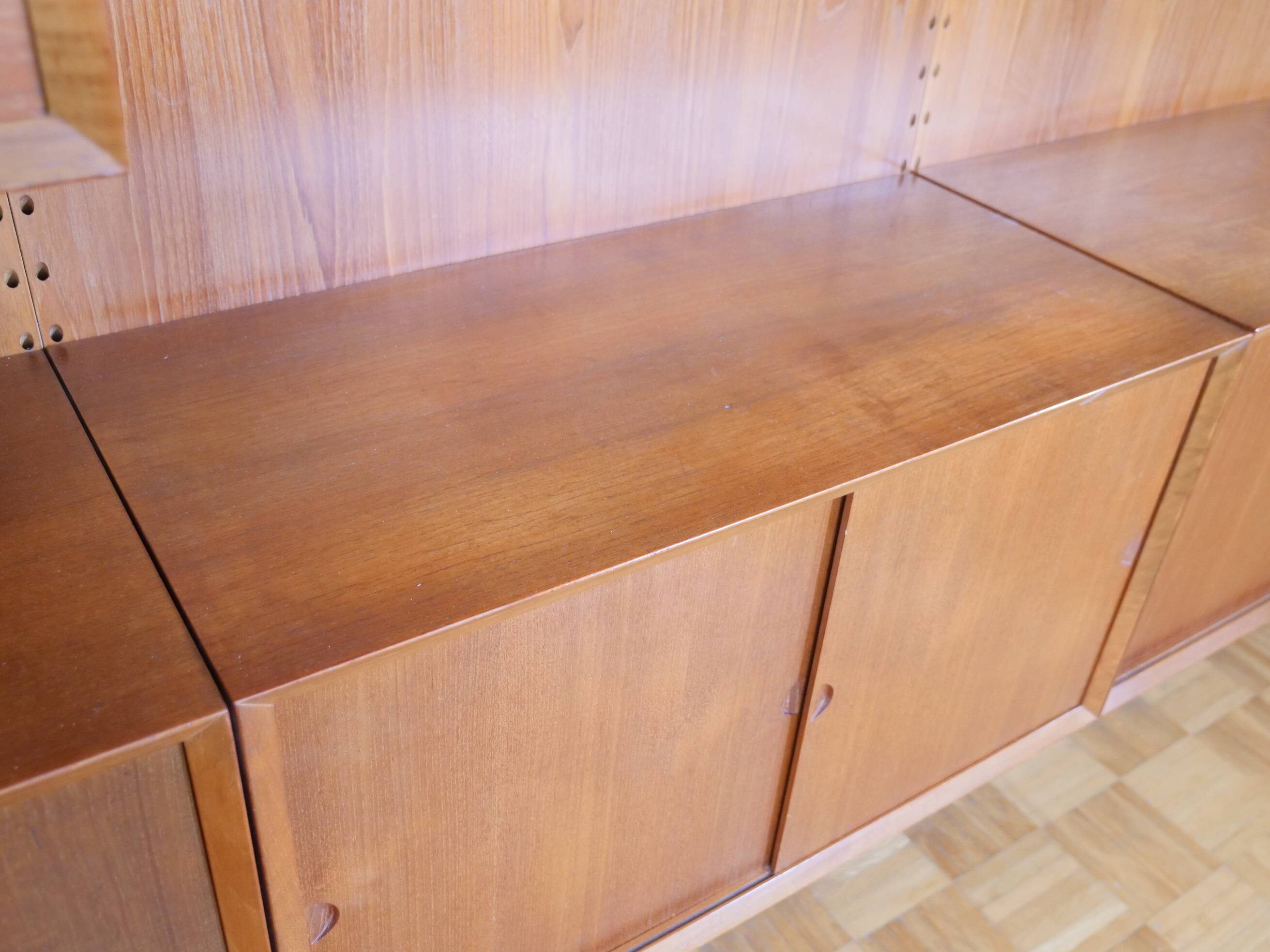 Modular teak shelving system by Poul Cadovius for Cado, 23 Set, 1960s