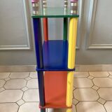 Postmodern round table, chair and bookcase by Pierre Sala 1980