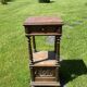 19th century wooden and pink marble bedside table, Henri II style