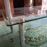 Table basse en verre, deux plateaux 110X65 cm