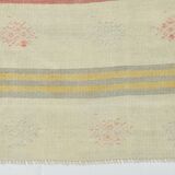 Tapis kilim carré en laine crème et beige