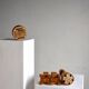 Carved wooden candle holders and bowl set | Sweden | 1970s