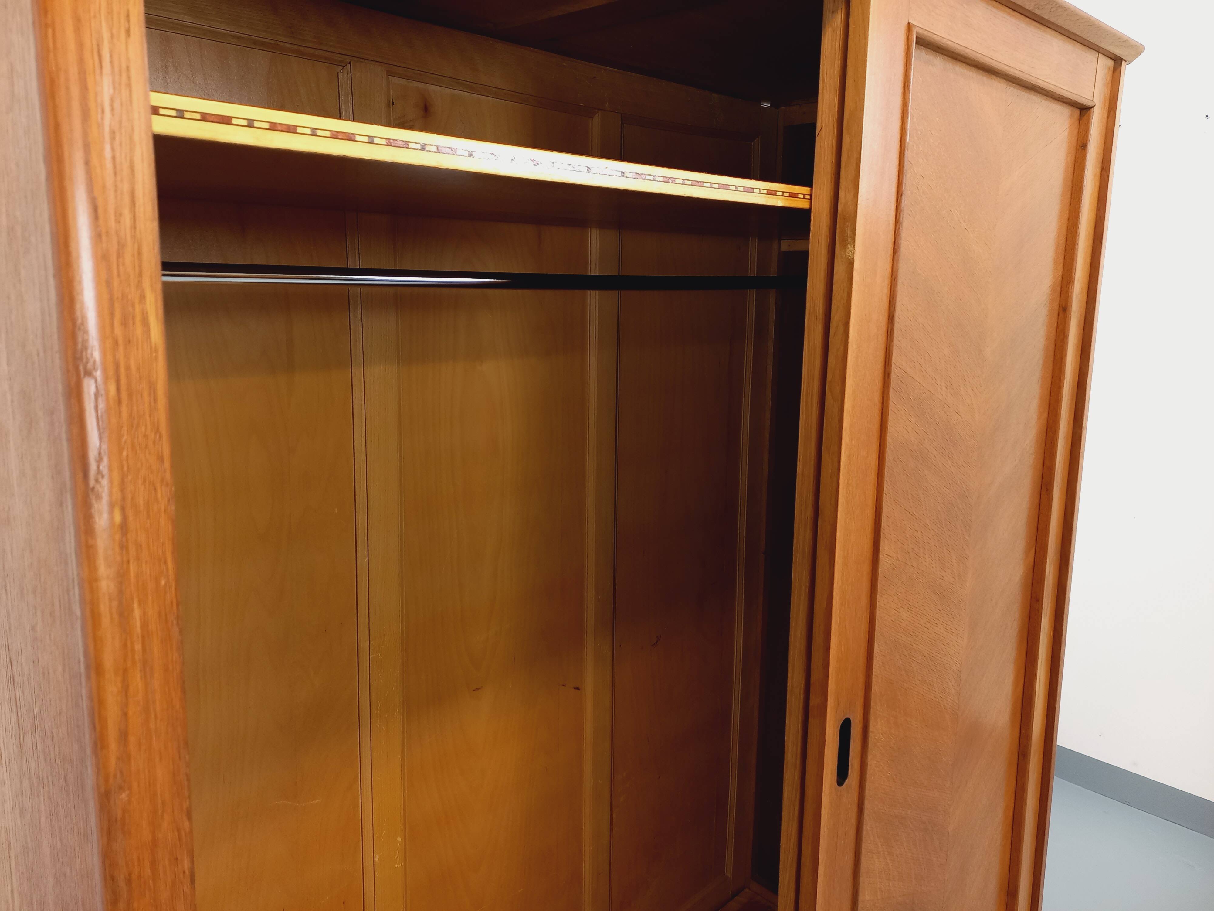 Vintage oak wardrobe from the 1960s.
