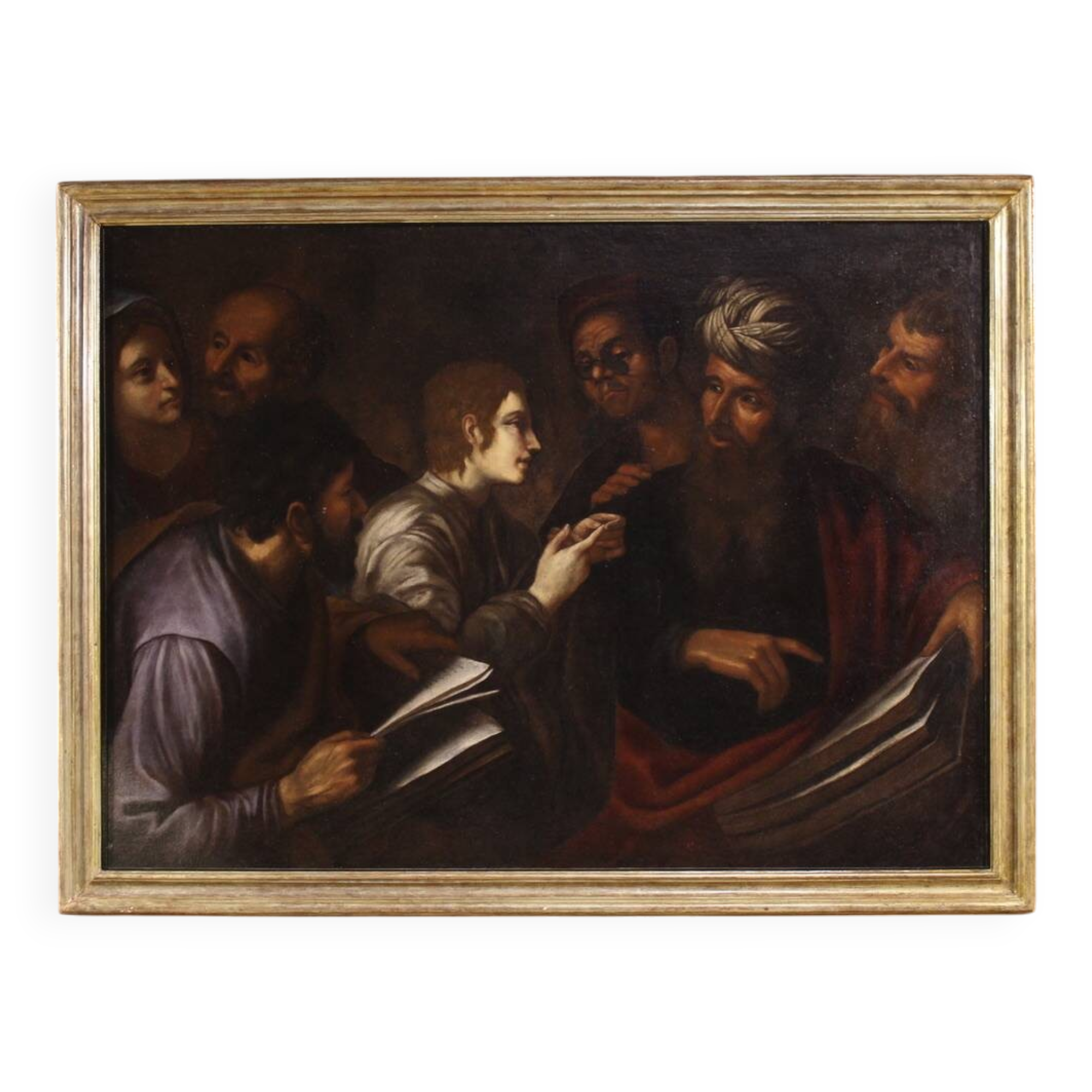 Great 17th century Italian painting, Christ among the Doctors in the Temple