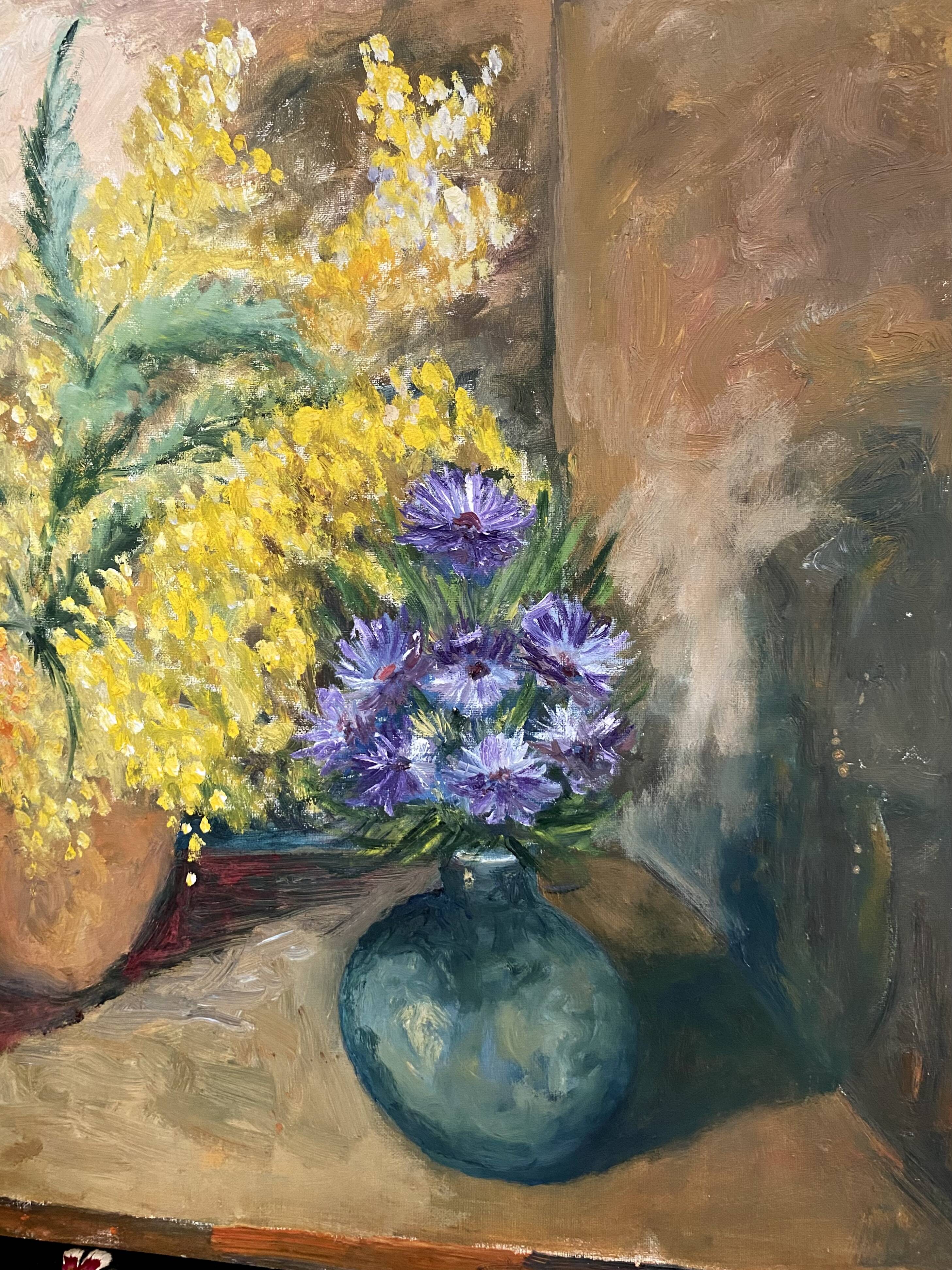 Oil on canvas still life "the mimosa"