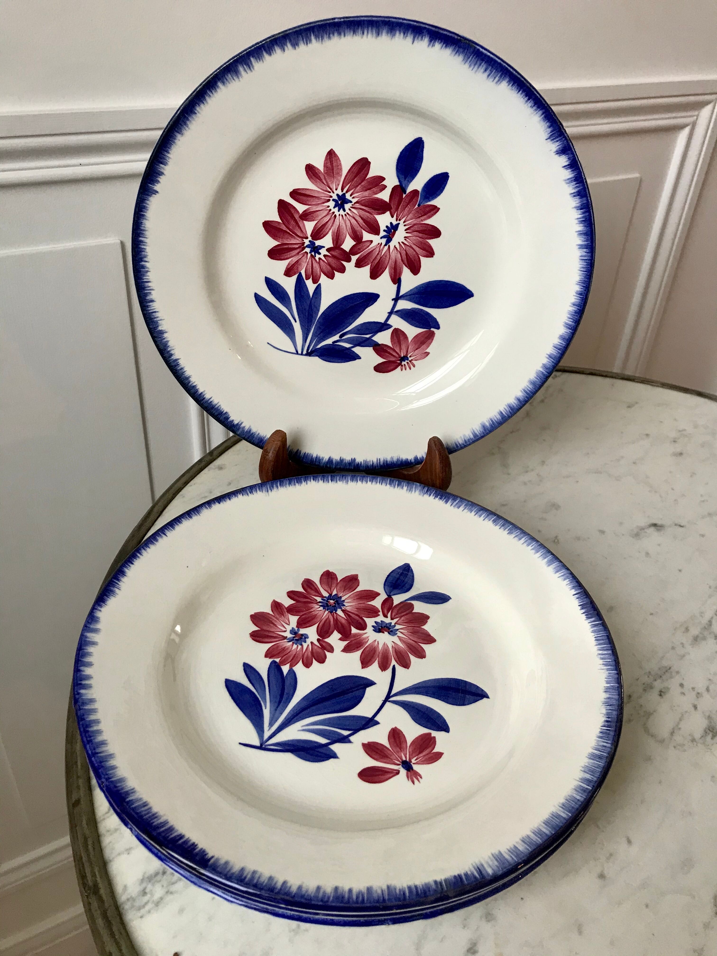 Set of 4 semi-hollow plates gien model "cancale" 40s