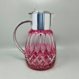 1960s Red Bohemian Cut Crystal Glass Pitcher. Made in Italy