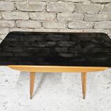 Small opaque black glass coffee table 1960