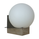 Applique chrome et boule en opaline 1970