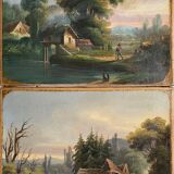 Counterpart of Paintings by Jean Ernest TEXIER (1829-1900) Fisher landscape