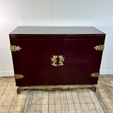 Meuble buffet en bois laqué et laiton 1950'S