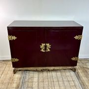 1950's lacquered wood and brass sideboard