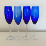 Set of 4 blue flutes