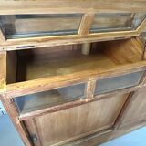 Large antique glass-fronted cabinet made of solid wood – Late 19th century