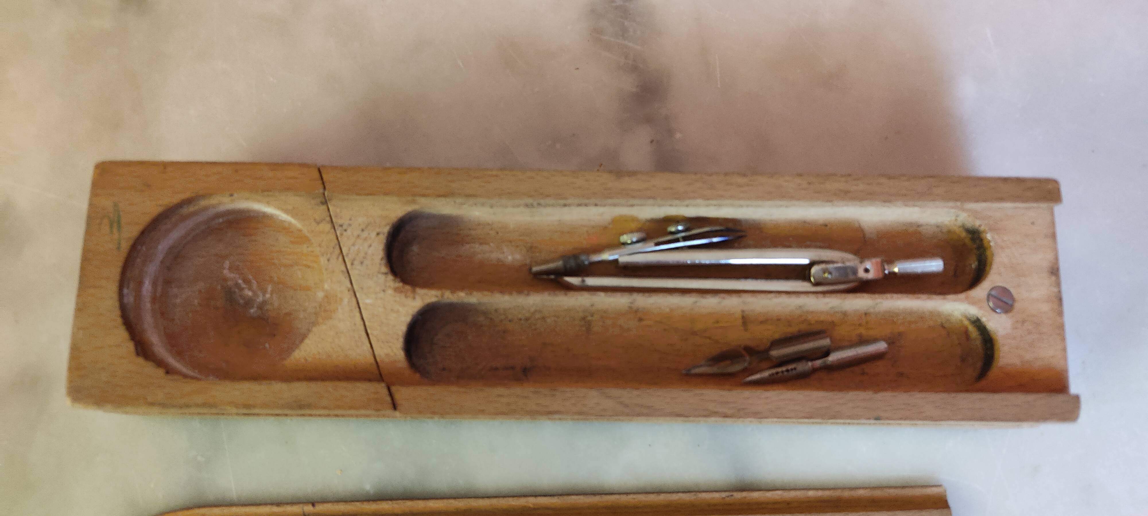 Used wooden floor pencil case