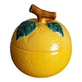 Sugar bowl candy dish box lemon in slipware