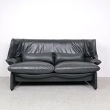 Canapé en cuir avec pouf par Vico Magistretti pour Cassina, années 1980, lot de 2